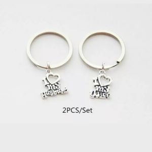 New 2pc Set I Love My Wife I Love My Husband Keychains.